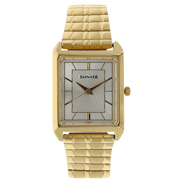 Sonata Quartz Analog Silver Dial Metal Strap Watch for Men - image number 0