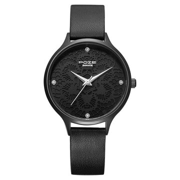Poze by Sonata Quartz Analog Black Dial PU Leather Strap Watch for Women