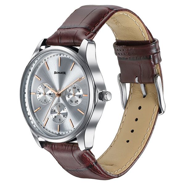 Sonata Men's Work Wear silver dial Watch - Premium Multifunction design for everyday style - image number 2