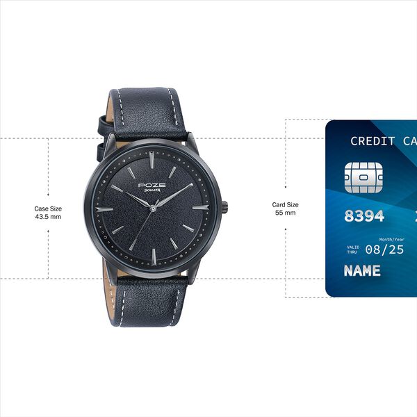 Sonata Poze Quartz Analog Black Dial Leather Strap Watch For Men - image number 3