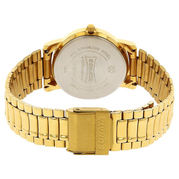 Sonata Quartz Analog Champagne Dial Stainless Steel Strap Watch for Men - image number 3