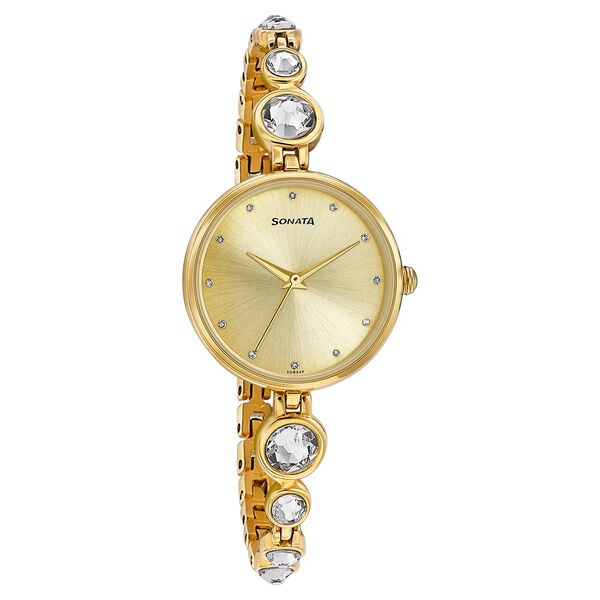 Sonata Aria Timeless Treasures Quartz Analog Champagne Dial Bi Metal Strap Watch For Women - image number 1
