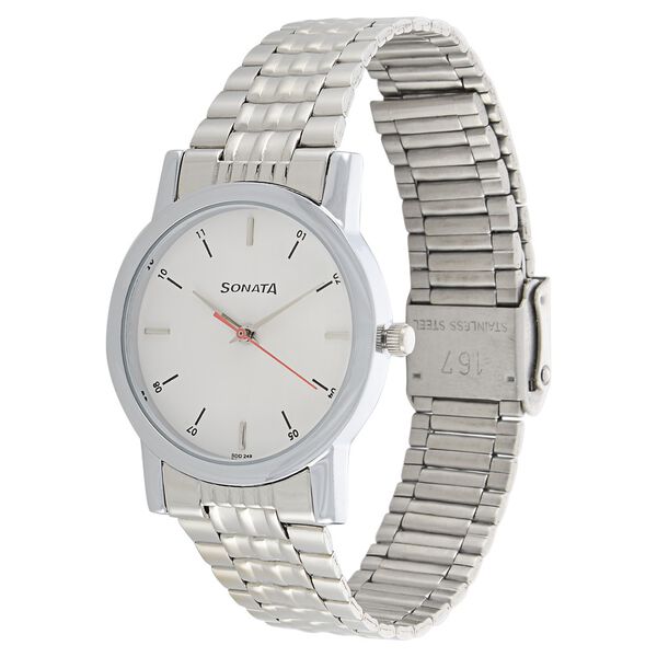 Sonata Quartz Analog White Dial Stainless Steel Strap Watch for Men - image number 1
