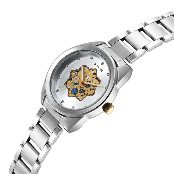 Sonata Unveil Quartz Multifunction Silver Dial Stainless Steel Strap Watch for Women - image number 2