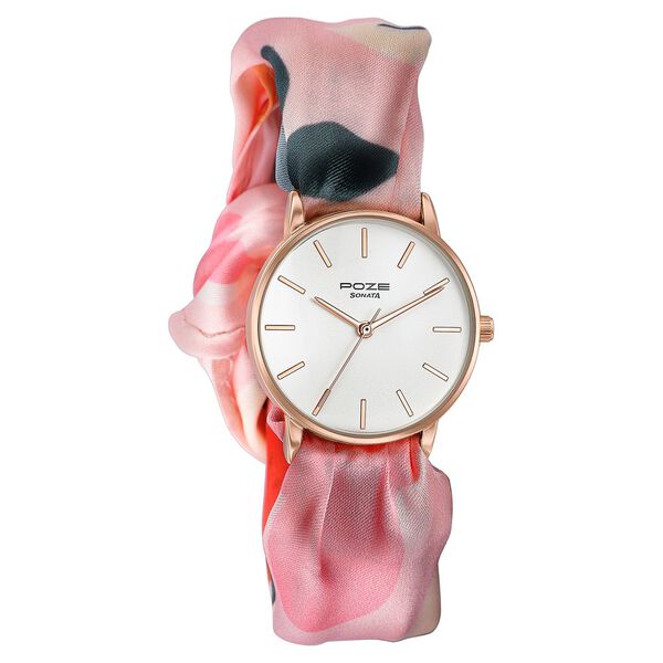 Sonata Poze Quartz Analog White Dial Multicoloured Colour Fabric Strap Watch For Women - image number 1