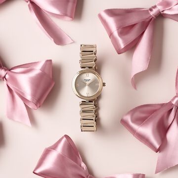 Poze By Sonata Quartz Analog Pink Dial Rose Gold Metal Strap Watch For Women