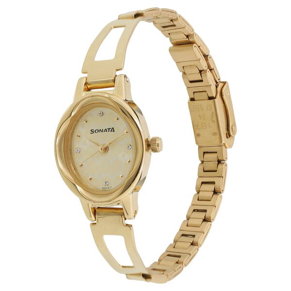 Sonata Pankh Champagne Dial Women Watch With Stainless Steel Strap - image number 1