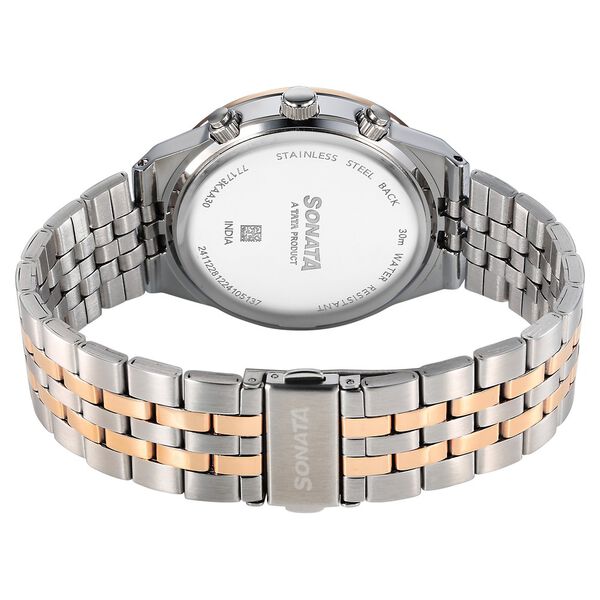 Sonata Eternia Quartz Multifunction Silver Dial Metal Strap Watch For Men - image number 4
