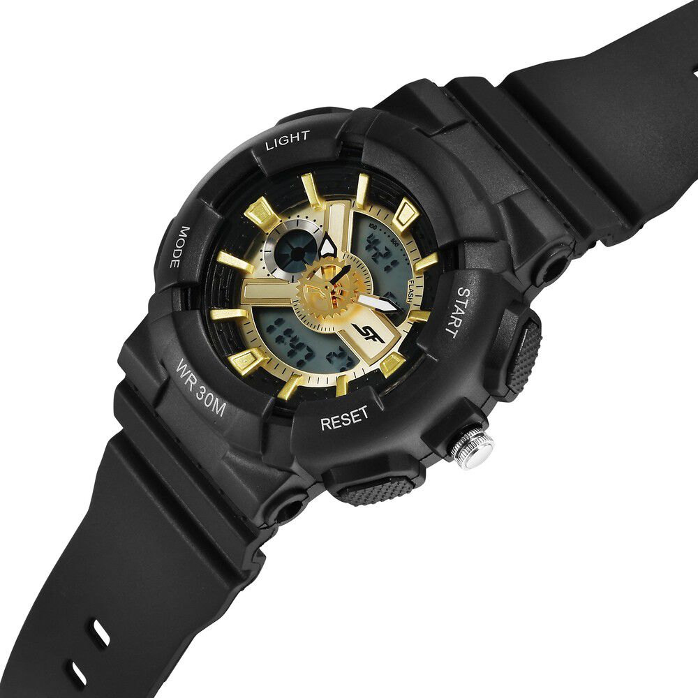 Buy Online SF Striking Black & Gold Gear Unisex Watch - Unique