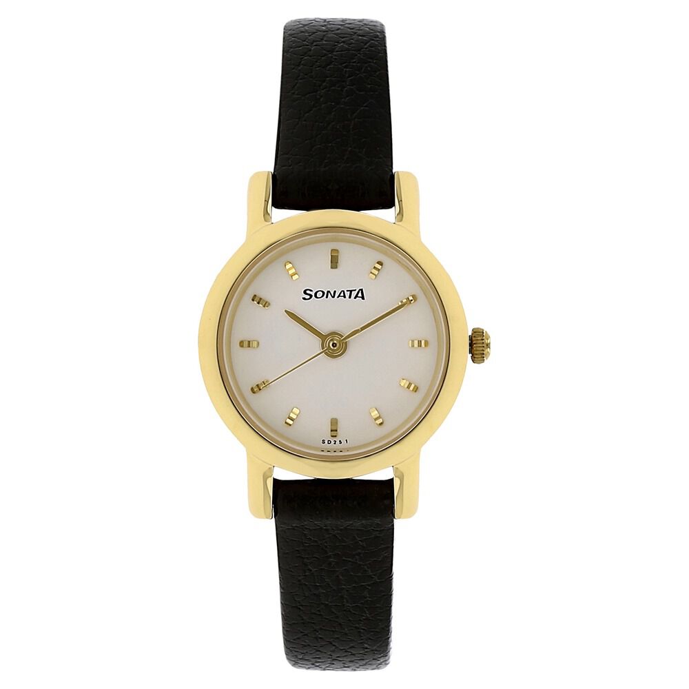 Sonata Quartz Analog White Dial Leather Strap Watch for Women