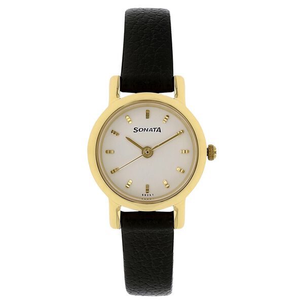 Sonata Quartz Analog White Dial Leather Strap Watch for Women - image number 0