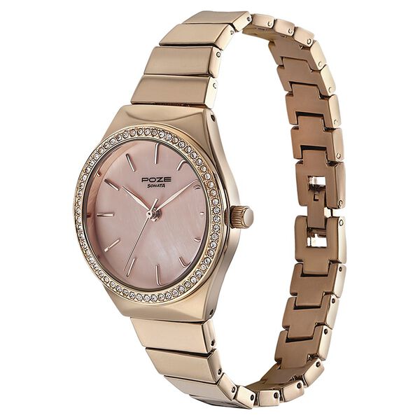 Sonata Poze Quartz Analog Pink Dial Metal Strap Watch for Women - image number 3