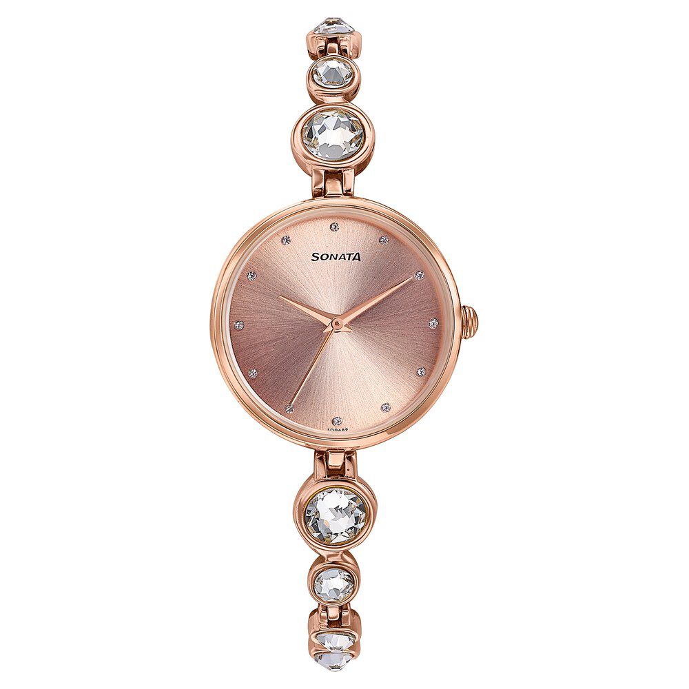 Sonata Aria Timeless Treasures Quartz Analog Rose Gold Dial Bi Metal Strap Watch For Women-picture-17