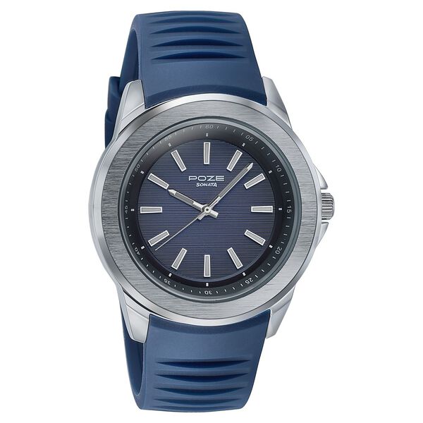 Sonata Poze Quartz Analog Blue Dial Plastic Strap Watch For Men - image number 2