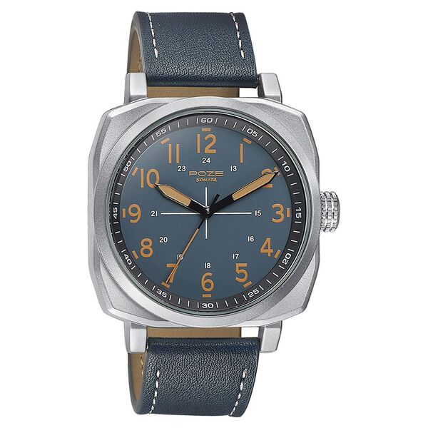 Sonata Poze Quartz Analog Blue Dial Leather Strap Watch for Men - image number 2