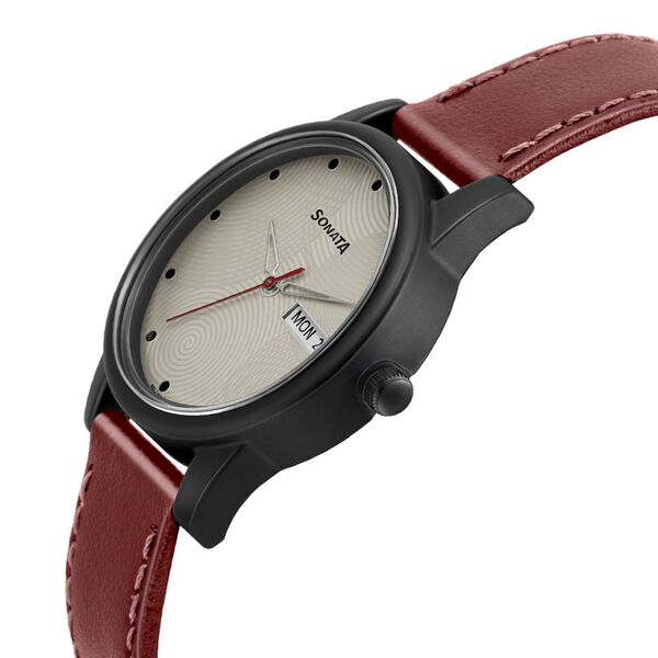 Sonata Lite White Dial Women Watch With Leather Strap - image number 2