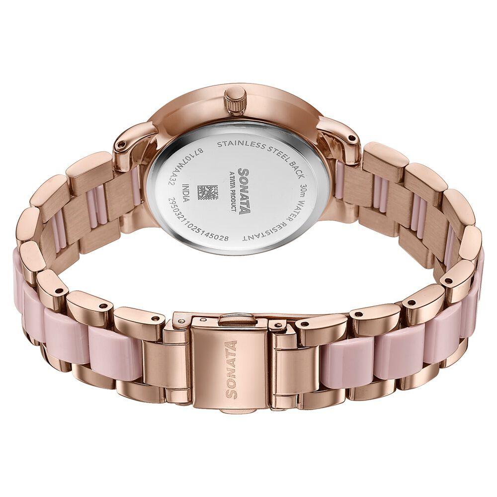 Buy Online Sonata Festive Quartz Multifunction Pink Dial Two Toned