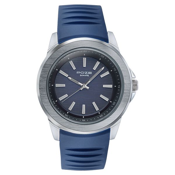 Sonata Poze Quartz Analog Blue Dial Plastic Strap Watch For Men - image number 1