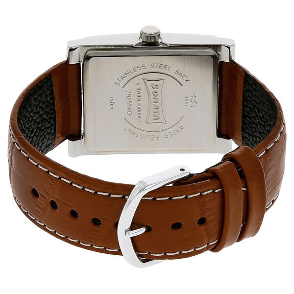 Sonata Quartz Analog White Dial Leather Strap Watch for Men - image number 3