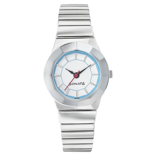 Sonata Quartz Analog White Dial Stainless Steel Strap Watch for Women - image number 0