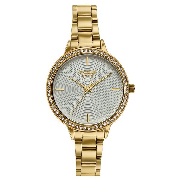 Poze By Sonata Quartz Analog White Dial Golden Stainless Steel Strap Watch For Women - image number 1