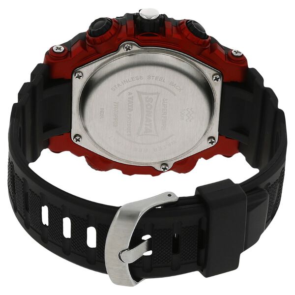 SF Quartz Analog Digital Black Dial Plastic Strap Watch for Men - image number 3
