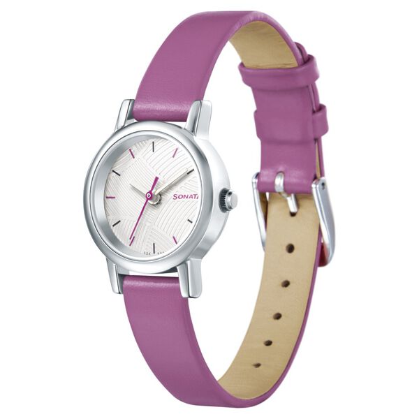 Sonata Splash White Dial Women Watch With Leather Strap - image number 2