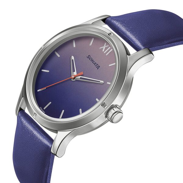 Sonata Women of Steel Blue Dial Leather Strap Watch for Women - image number 2