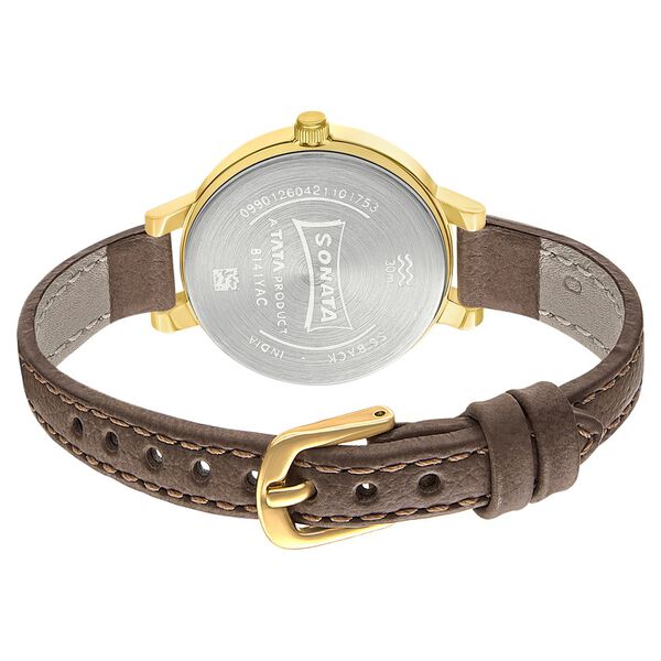 Sonata Unveil Quartz Multifunction Leather Strap Watch for Women - image number 3
