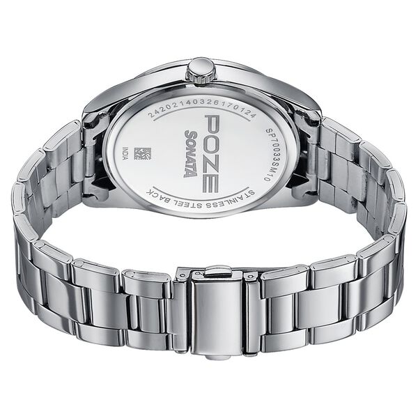 Poze Poze Quartz Analog Brown Dial Silver Metal Strap Watch For Men - image number 6
