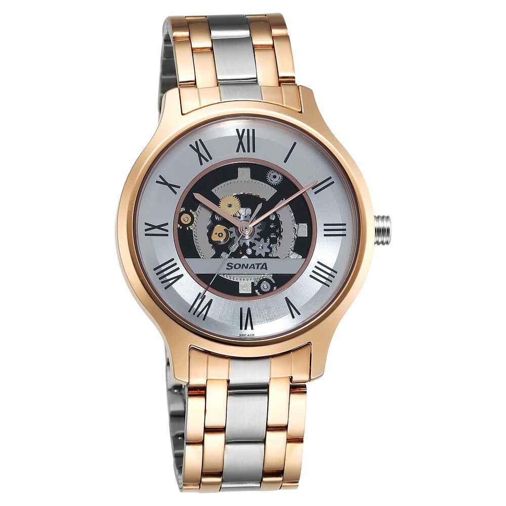 Sonata Unveil Quartz Analog Silver Dial Stainless Steel Strap Watch for Men
