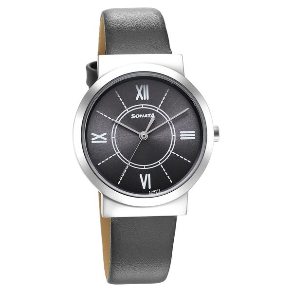Sonata Essentials Grey Dial Leather Strap Watch for Women - image number 0