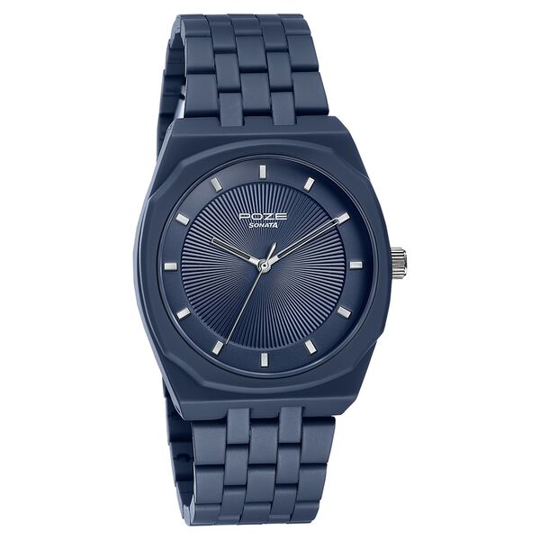 Sonata Poze Quartz Analog Blue Dial Blue Metal Strap Watch For Men - image number 2