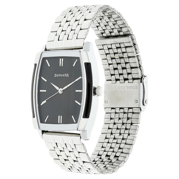 Sonata Quartz Analog Black Dial Stainless Steel Strap Watch for Men - image number 1