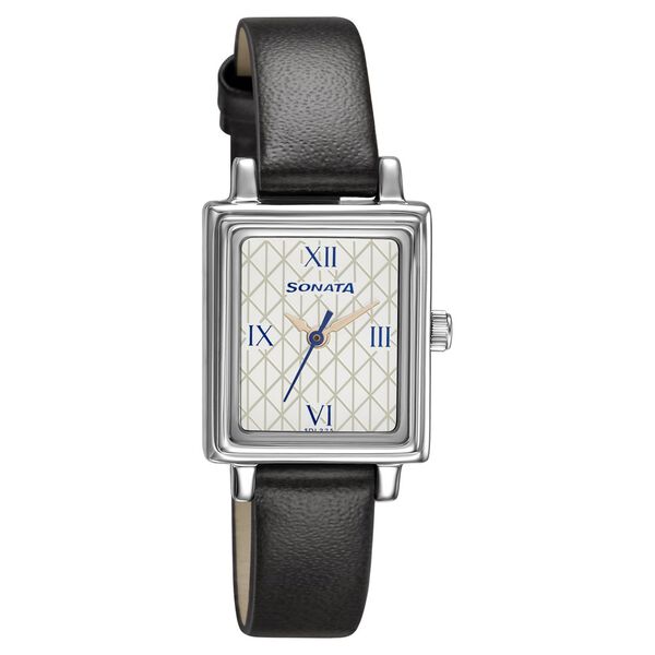 Sonata Workwear White Dial Women Watch With Leather Strap - image number 0