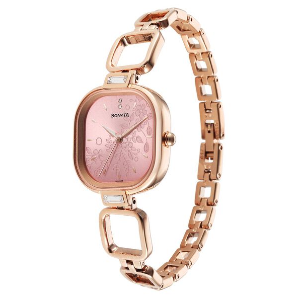 Sonata Wedding Quartz Analog Pink Dial Metal Strap Watch for Women - image number 2