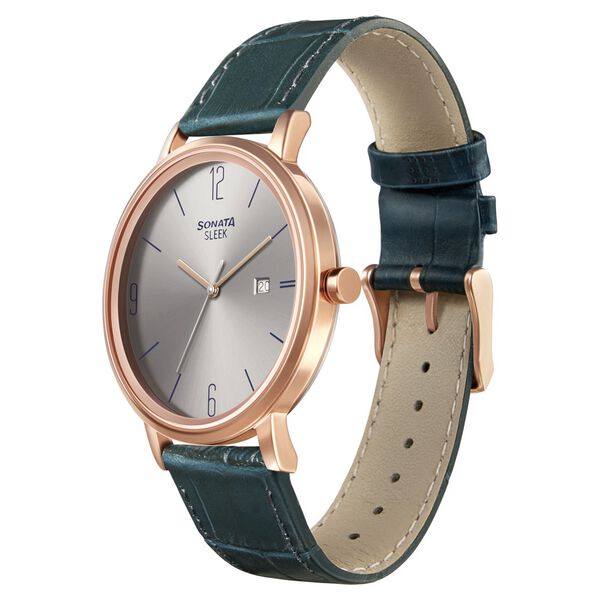 Sonata Quartz Analog with Date Grey Dial Leather Strap Watch for Men - image number 1