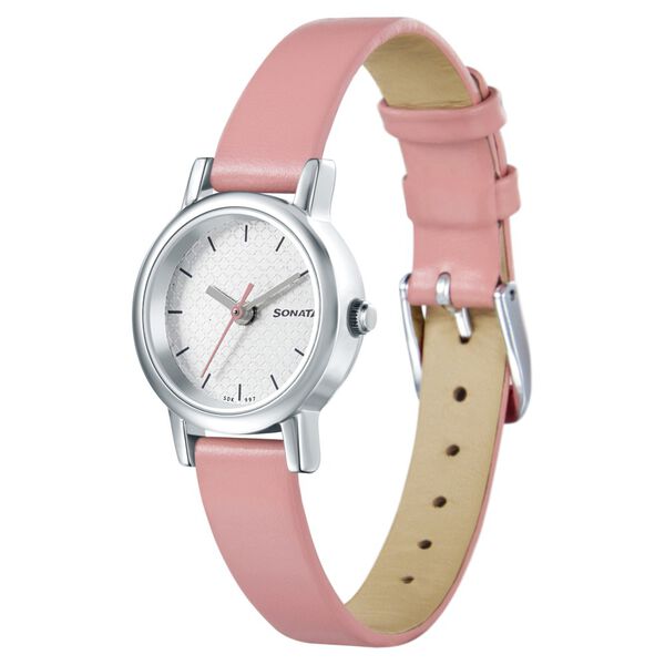 Sonata Splash White Dial Women Watch With Leather Strap - image number 2