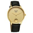 Sonata Gold Quartz Analog Champagne With Gold Coin Dial Black Leather Strap Watch For Men - image number 2