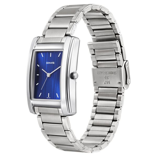 Sonata Quartz Analog Blue Dial Stainless Steel Strap Watch for Men - image number 1