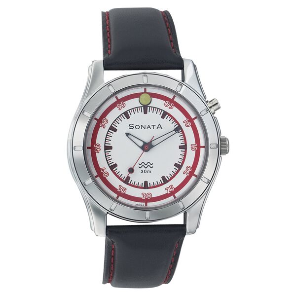 Sonata Quartz Analog White Dial Strap Watch for Men - image number 0