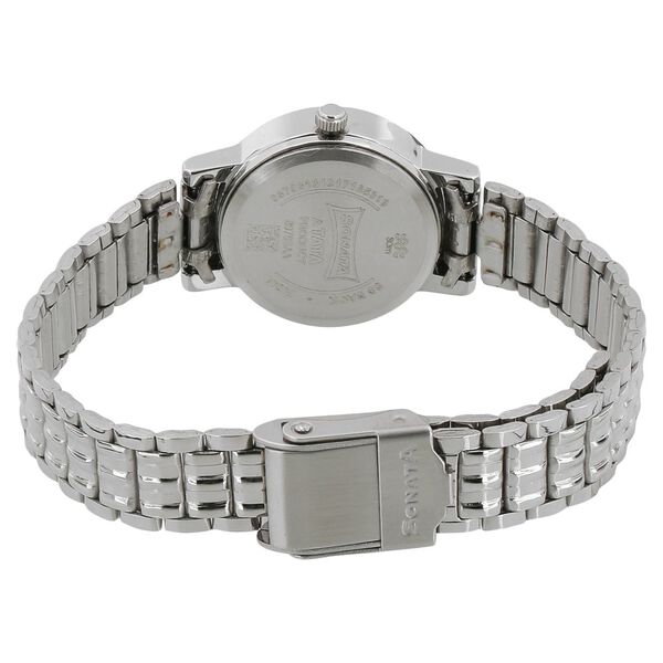 Sonata Quartz Analog White Dial Silver Stainless Steel Strap Watch For Women - image number 3