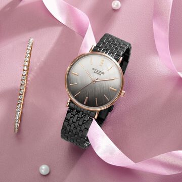 Sonata Poze Quartz Analog Mother Of Pearl Dial Grey Color Stainless Steel Strap Watch For Women