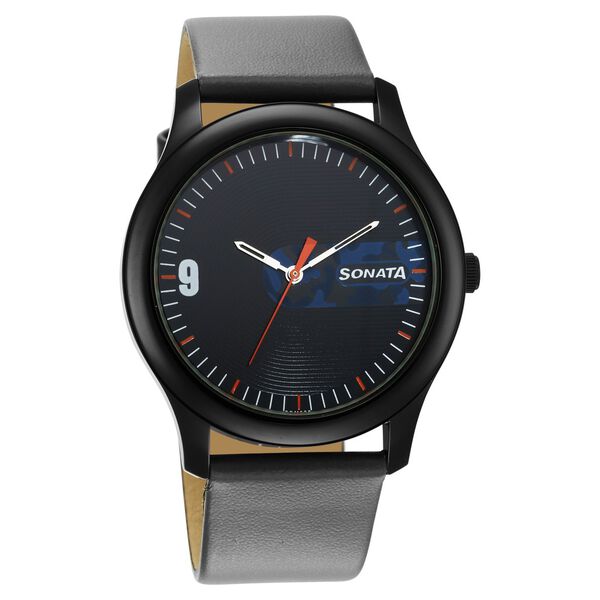 Sonata Quartz Analog Blue Dial Leather Strap Watch for Men - image number 0