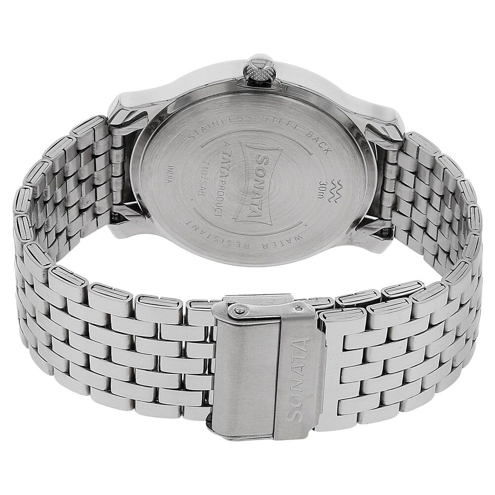 Buy Online Sonata Quartz Analog Silver Dial Stainless Steel Strap Watch for Men 7107sm01c Sonata