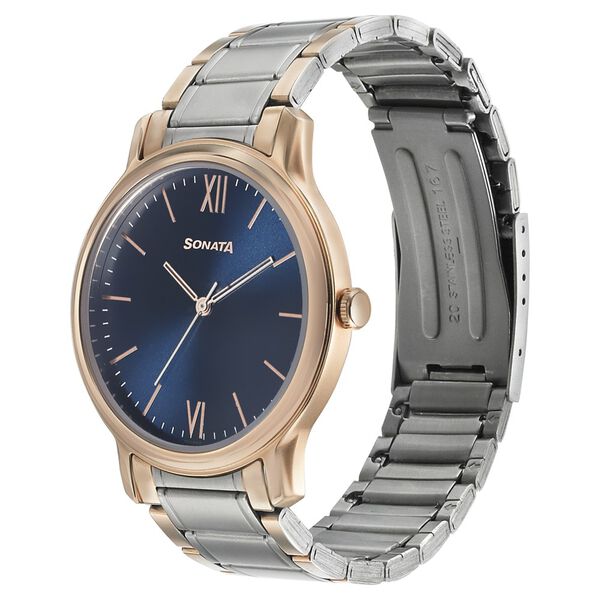 Sonata Beyond Gold Quartz Analog Blue Dial Metal Strap Watch for Men - image number 1