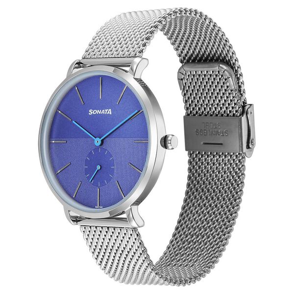 Sonata Ascent Quartz Analog Blue Dial Stainless Steel Strap Watch For Men - image number 2