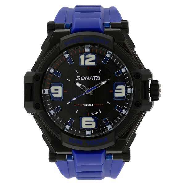 SF Quartz Analog Black Dial Plastic Strap Watch for Men - image number 0