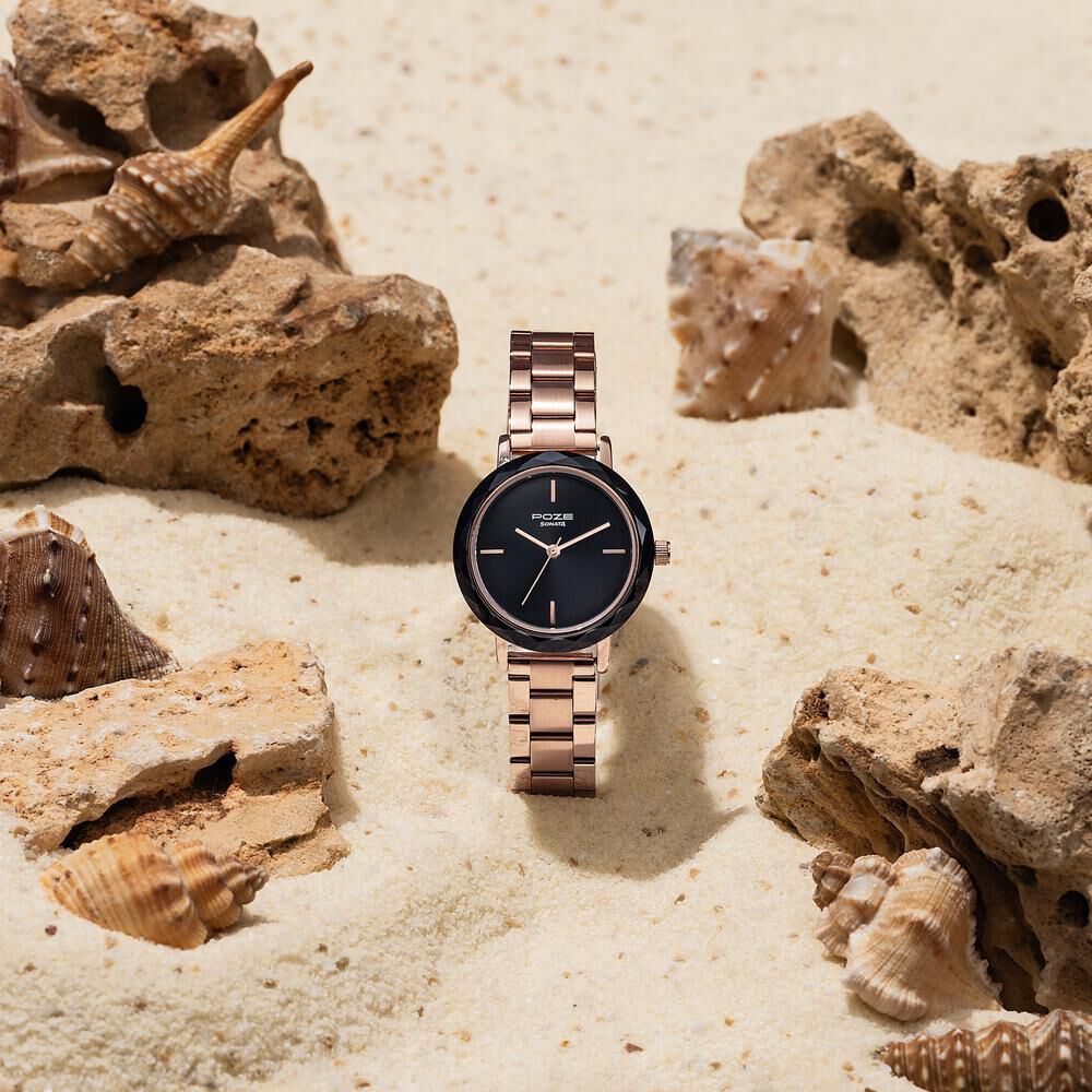 Buy Online Sonata Poze Quartz Analog Black Dial Stainless Steel