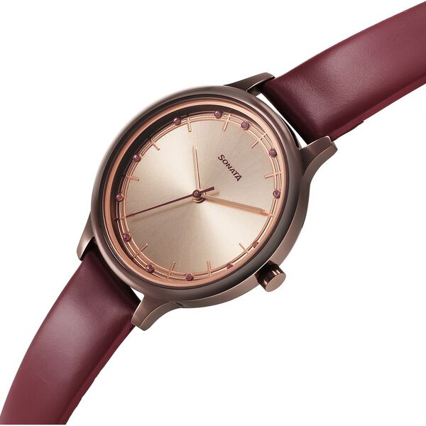 Sonata Blush Quartz Analog Brown dial Leather Strap Watch for Women - image number 2